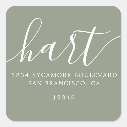 Eenvoudige Sage Green Family Retour Adres Label (Voorkant)