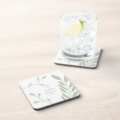 Eenvoudige Sage Green Foliage Names Date Weddensch Bier Onderzetter (Rechterzijde)