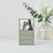 Eenvoudige Sage Green Foto Wedding Drink Ticket Ka (Staand voorkant)