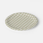 Eenvoudige Sage Green Gingham Papieren Bordje (Gekanteld)