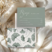 Eenvoudige Sage Green Ginkgo Leaf Wedding RSVP Kaartje