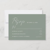 Eenvoudige Sage Green Ginkgo Leaf Wedding RSVP Kaartje (Voorkant)