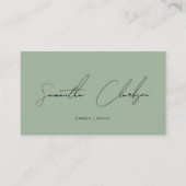 Eenvoudige Sage Green Handgeschreven Script QR cod Visitekaartje (Voorkant)