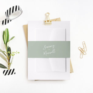Eenvoudige Sage Green Invitation Belly Band Uitnodigingen Wikkel