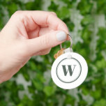 Eenvoudige Sage Green Modern Monogram Naam Sleutelhanger<br><div class="desc">Eenvoudige en moderne monogram-sleutelhanger met uw keuze- en lettertype en twee cirkels in overeenkomende schaduwen groen.</div>