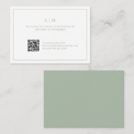 Eenvoudige Sage Green Monogram Budget Huwelijk RSV Notitiekaartje