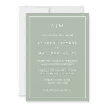 Eenvoudige Sage Green Monogram Elegant Wedding