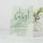 Eenvoudige Sage Green Oh Baby shower Kaart (Staand voorkant)
