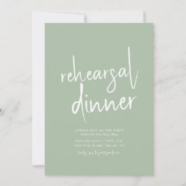 Eenvoudige Sage Green repetitie diner uitnodiging
