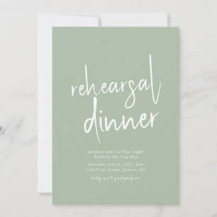 Eenvoudige Sage Green repetitie diner uitnodiging