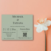 Eenvoudige Sage Green RSVP QR Code Uitnodiging voo