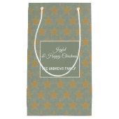 Eenvoudige Sage Green & Star Gold Kerstmis Klein Cadeauzakje (Voorkant)