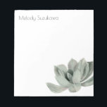 Eenvoudige Sage Green Succulent Plant Waterverf Notitieblok<br><div class="desc">Eenvoudig en modern notitieblok met een illustratie van de waterverf van een sage-groen sachculent plant. Pas dit product aan door jouw naam bovenaan toe te voegen.</div>