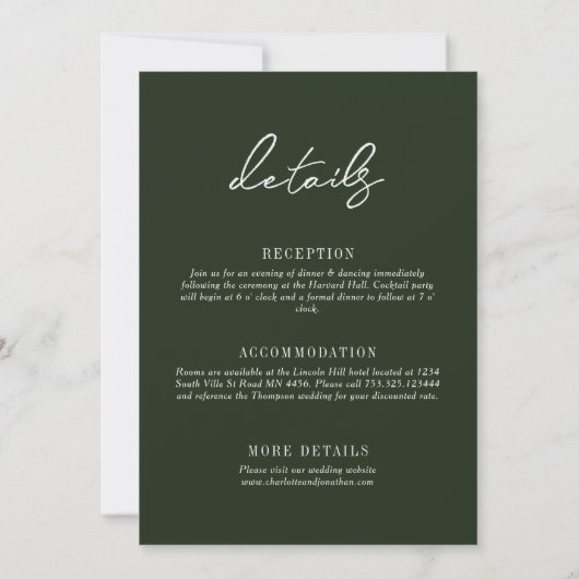 Eenvoudige Sage Green Typography Script Wedding Kaart (Achterkant)