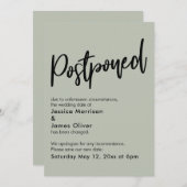 Eenvoudige Sage Green Uitgestelde bruiloft aankond Kaart (Voorkant / Achterkant)