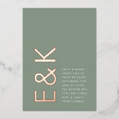 Eenvoudige Sage Green Ultra Monogram Weddenschap R Folie Uitnodiging (Voorkant)