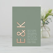 Eenvoudige Sage Green Ultra Monogram Weddenschap R Folie Uitnodiging (Staand Voorkant)