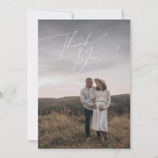 Eenvoudige Sage Green Verticale Foto Baby shower D Bedankkaart (Achterkant)