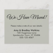 Eenvoudige Sage Green We hebben Verhuisd Van Adres Informatiekaartje (Voorkant)