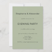 Eenvoudige Sage Green Wedding Evening Party nodigt Kaart (Voorkant)
