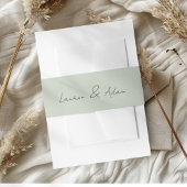 Eenvoudige Sage Green Wedding Uitnodiging Buik Uitnodigingen Wikkel