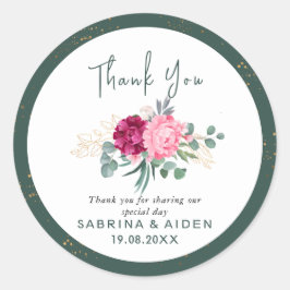 Eenvoudige Sage Groen Blush Roze Goud Bloemen Brui Ronde Sticker