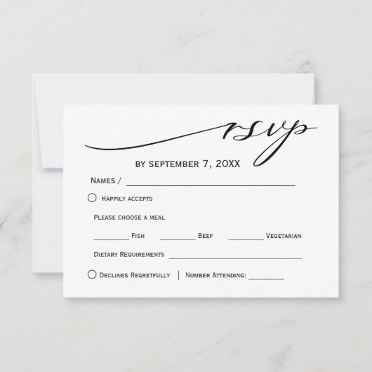 Eenvoudige Sage Groen en Wit RSVP Kaartje (Voorkant)