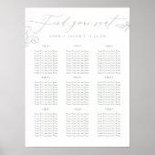 Eenvoudige Sage Groen Groen Bruiloft Zitkaarten Poster (Voorkant)