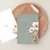 Eenvoudige Sage Groen Roze Wildbloemen Bloemen Blo Kaart