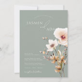 Eenvoudige Sage Groen Roze Wildbloemen Bloemen Blo Kaart (Voorkant)