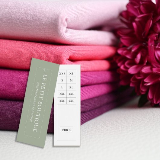 Eenvoudige Sage Groene Amerikaanse Kleding Maattab Mini Visitekaartjes