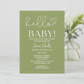 Eenvoudige Sage Groene Baby shower Uitnodiging (Staand voorkant)