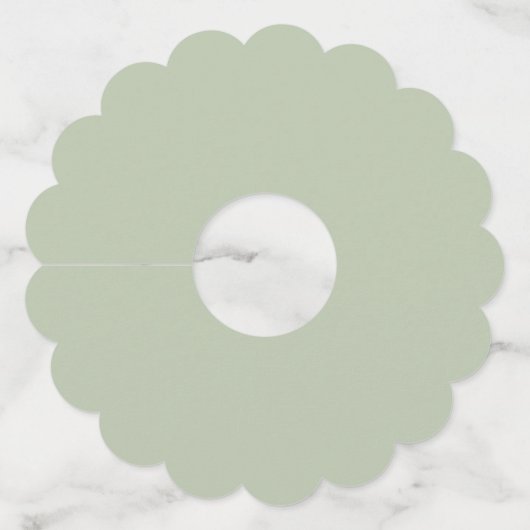 Eenvoudige Sage Groene bladeren Namen Datum Bruilo Wijnglaslabel (Achterkant)