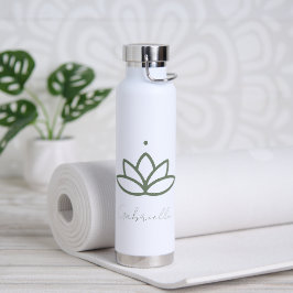 Eenvoudige Sage Groene Bloemen Lotus Meditatie Yog Waterfles
