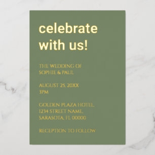 Eenvoudige Sage Groene Bruiloft Folie Uitnodiging