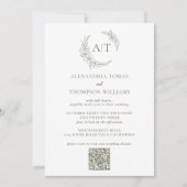 Eenvoudige Sage Groene Foto QR Code RSVP Bruiloft Kaart (Voorkant)