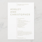 Eenvoudige Sage Groene Geïsoleerde Namen Huwelijks Programmakaart (Voorkant)