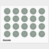 Eenvoudige Sage Groene Kalligrafie Script Dank u Ronde Sticker (Vel)