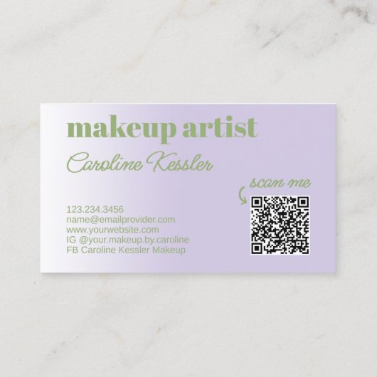 Eenvoudige Sage Groene Lavendel Violet Witte Typog Visitekaartje (Achterkant)