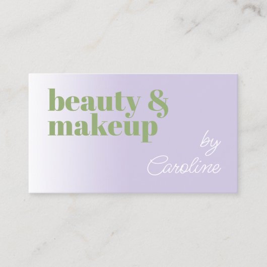 Eenvoudige Sage Groene Lavendel Violet Witte Typog Visitekaartje (Voorkant)