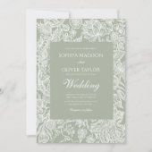 Eenvoudige Sage Groene lijn Kunst Wildflower bruil Kaart (Voorkant)