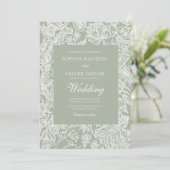 Eenvoudige Sage Groene lijn Kunst Wildflower bruil Kaart (Staand voorkant)