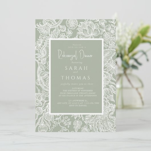 Eenvoudige Sage Groene lijn Kunst Wildflower Kaart (Staand voorkant)