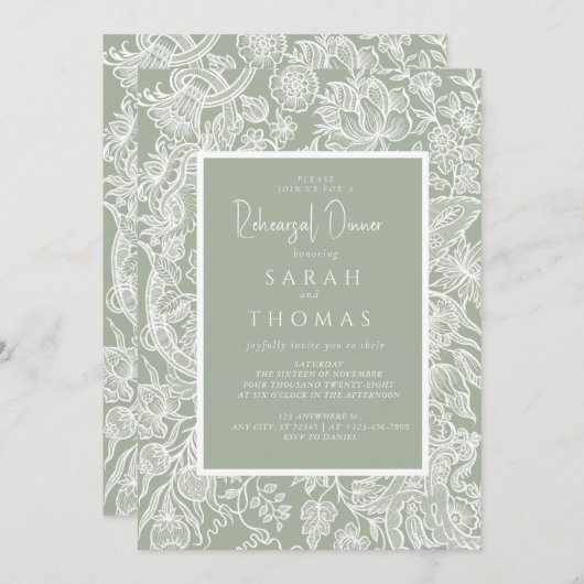 Eenvoudige Sage Groene lijn Kunst Wildflower Kaart (Voorkant / Achterkant)