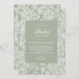 Eenvoudige Sage Groene lijn Kunst Wildflower Kaart