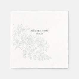 Eenvoudige Sage Groene Lijn Tekening Bruiloft Servet