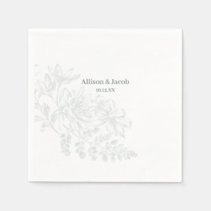 Eenvoudige Sage Groene Lijn Tekening Bruiloft Servet