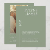 Eenvoudige Sage Groene Moderne Chique Huwelijksfot Kaart (Voorkant / Achterkant)