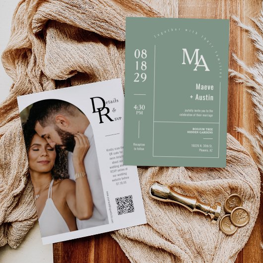 Eenvoudige Sage Groene Moderne Minimale Boho Arch  Kaart