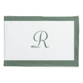 Eenvoudige Sage Groene Naam Monogram Kussensloop (Achterkant)